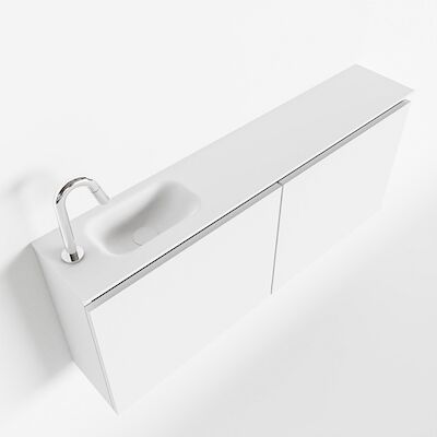 MONDIAZ TURE 120cm toiletmeubel talc. EDEN wastafel talc links 1 kraangat
