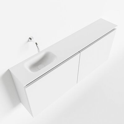 MONDIAZ TURE 120cm toiletmeubel talc. EDEN wastafel talc links geen kraangat