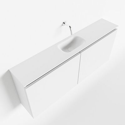 MONDIAZ TURE 120cm toiletmeubel talc. EDEN wastafel talc midden geen kraangat