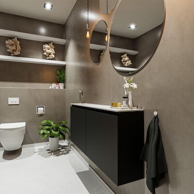 MONDIAZ TURE 120cm toiletmeubel urban. EDEN wastafel talc links 1 kraangat