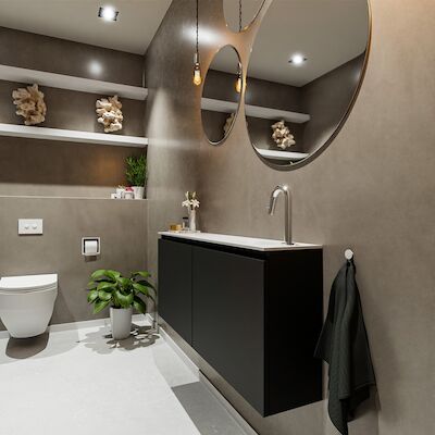 MONDIAZ TURE 120cm toiletmeubel urban. EDEN wastafel talc rechts 1 kraangat