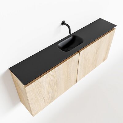MONDIAZ TURE 120cm toiletmeubel washed oak. EDEN wastafel urban midden geen kraangat
