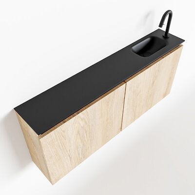 MONDIAZ TURE 120cm toiletmeubel washed oak. EDEN wastafel urban rechts 1 kraangat