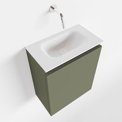 MONDIAZ TURE 40cm toiletmeubel army. EDEN wastafel talc midden geen kraangat