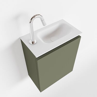 MONDIAZ TURE 40cm toiletmeubel army. EDEN wastafel talc rechts 1 kraangat