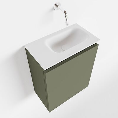 MONDIAZ TURE 40cm toiletmeubel army. EDEN wastafel talc rechts geen kraangat