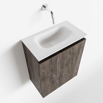 MONDIAZ TURE 40cm toiletmeubel dark brown. EDEN wastafel talc midden geen kraangat