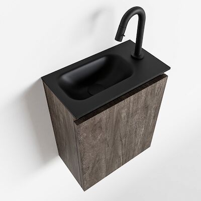 MONDIAZ TURE 40cm toiletmeubel dark brown. EDEN wastafel urban links 1 kraangat