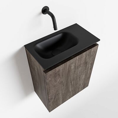 MONDIAZ TURE 40cm toiletmeubel dark brown. EDEN wastafel urban links geen kraangat