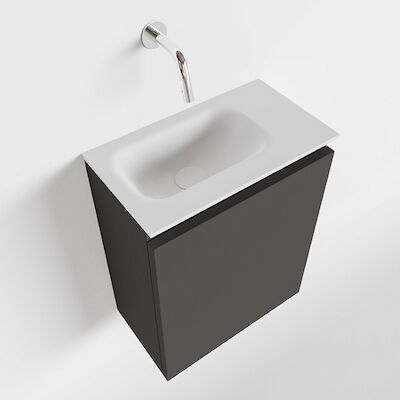 MONDIAZ TURE 40cm toiletmeubel dark grey. EDEN wastafel talc links geen kraangat