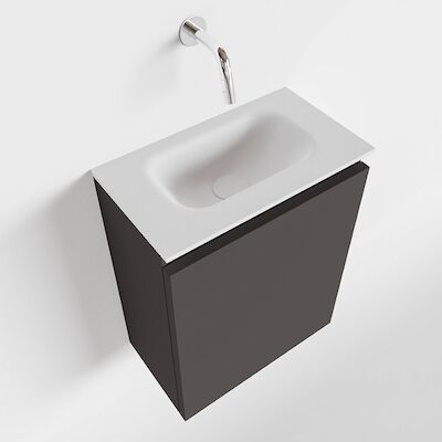 MONDIAZ TURE 40cm toiletmeubel dark grey. EDEN wastafel talc midden geen kraangat