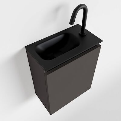 MONDIAZ TURE 40cm toiletmeubel dark grey. EDEN wastafel urban links 1 kraangat