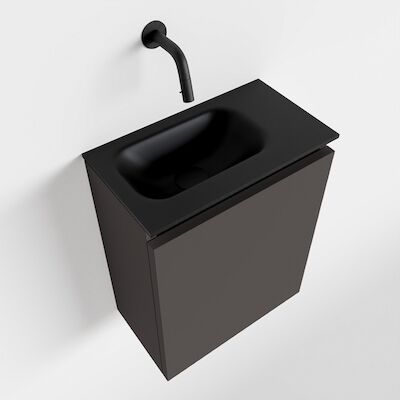 MONDIAZ TURE 40cm toiletmeubel dark grey. EDEN wastafel urban links geen kraangat