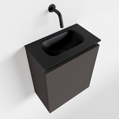 MONDIAZ TURE 40cm toiletmeubel dark grey. EDEN wastafel urban midden geen kraangat