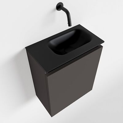 MONDIAZ TURE 40cm toiletmeubel dark grey. EDEN wastafel urban rechts geen kraangat
