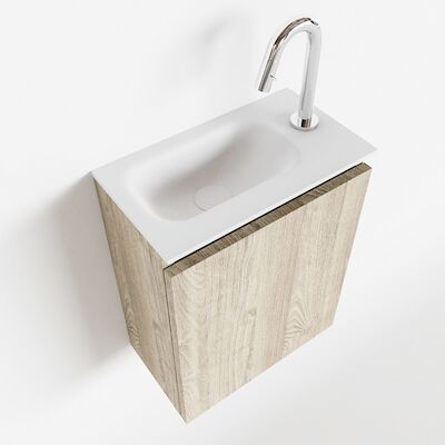 MONDIAZ TURE 40cm toiletmeubel light brown grey. EDEN wastafel talc links 1 kraangat