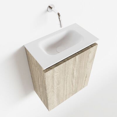 MONDIAZ TURE 40cm toiletmeubel light brown grey. EDEN wastafel talc midden geen kraangat