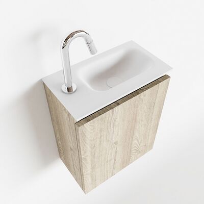 MONDIAZ TURE 40cm toiletmeubel light brown grey. EDEN wastafel talc rechts 1 kraangat