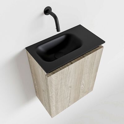 MONDIAZ TURE 40cm toiletmeubel light brown grey. EDEN wastafel urban links geen kraangat