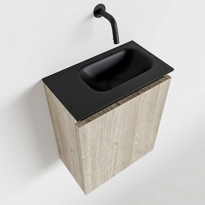 MONDIAZ TURE 40cm toiletmeubel light brown grey. EDEN wastafel urban rechts geen kraangat