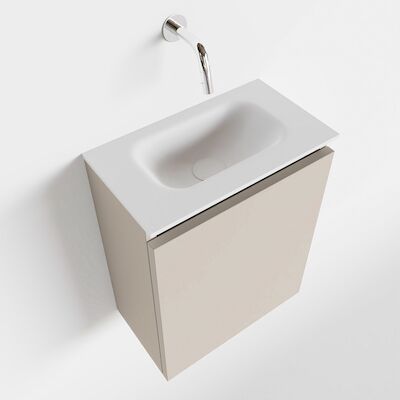 MONDIAZ TURE 40cm toiletmeubel linen. EDEN wastafel talc midden geen kraangat