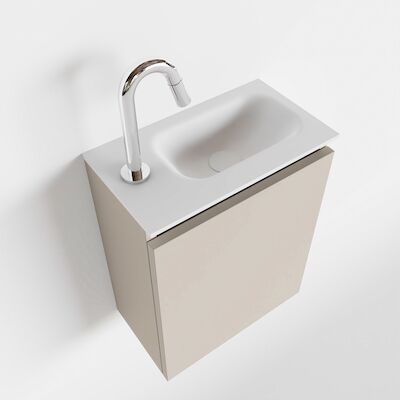 MONDIAZ TURE 40cm toiletmeubel linen. EDEN wastafel talc rechts 1 kraangat