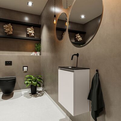 MONDIAZ TURE 40cm toiletmeubel linen. EDEN wastafel urban links geen kraangat