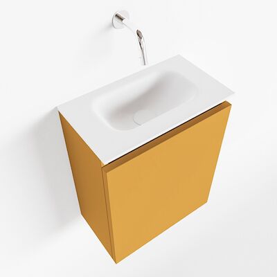 MONDIAZ TURE 40cm toiletmeubel ocher. EDEN wastafel talc midden geen kraangat