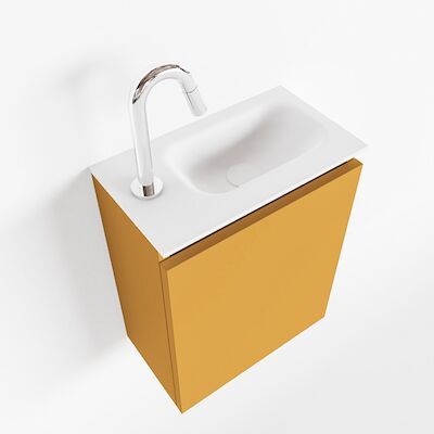 MONDIAZ TURE 40cm toiletmeubel ocher. EDEN wastafel talc rechts 1 kraangat
