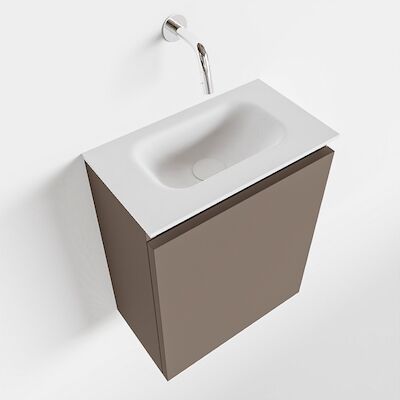 MONDIAZ TURE 40cm toiletmeubel smoke. EDEN wastafel talc midden geen kraangat