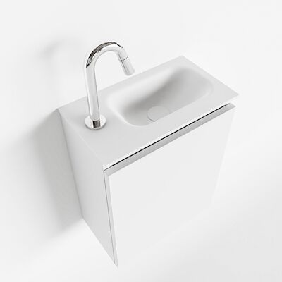 MONDIAZ TURE 40cm toiletmeubel talc. EDEN wastafel talc rechts 1 kraangat