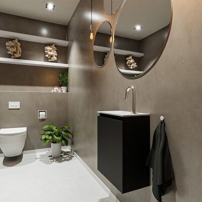 MONDIAZ TURE 40cm toiletmeubel urban. EDEN wastafel talc links 1 kraangat