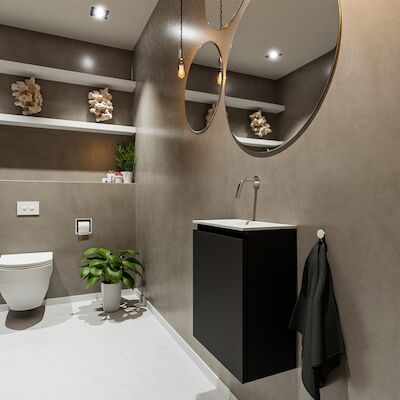 MONDIAZ TURE 40cm toiletmeubel urban. EDEN wastafel talc links geen kraangat