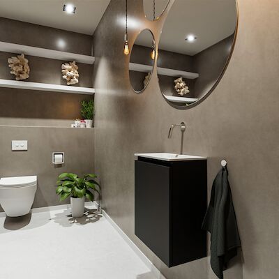 MONDIAZ TURE 40cm toiletmeubel urban. EDEN wastafel talc midden geen kraangat