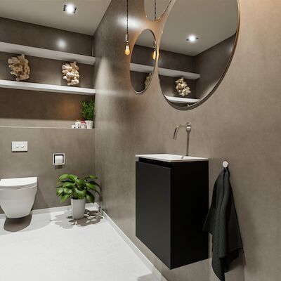 MONDIAZ TURE 40cm toiletmeubel urban. EDEN wastafel talc rechts geen kraangat
