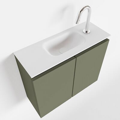 MONDIAZ TURE 60cm toiletmeubel army. EDEN wastafel talc midden 1 kraangat