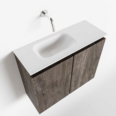 MONDIAZ TURE 60cm toiletmeubel dark brown. EDEN wastafel talc links geen kraangat