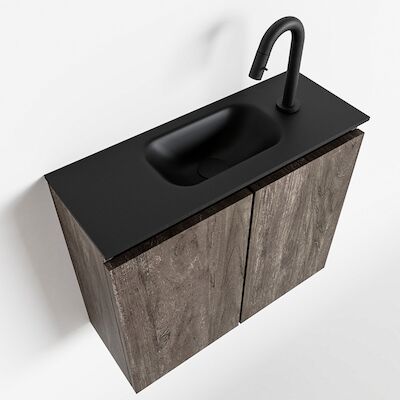 MONDIAZ TURE 60cm toiletmeubel dark brown. EDEN wastafel urban midden 1 kraangat