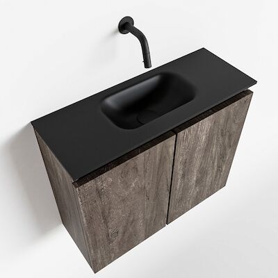 MONDIAZ TURE 60cm toiletmeubel dark brown. EDEN wastafel urban midden geen kraangat