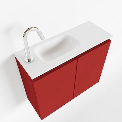 MONDIAZ TURE 60cm toiletmeubel fire. EDEN wastafel talc links 1 kraangat