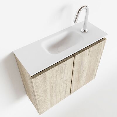 MONDIAZ TURE 60cm toiletmeubel light brown grey. EDEN wastafel talc midden 1 kraangat