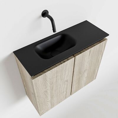 MONDIAZ TURE 60cm toiletmeubel light brown grey. EDEN wastafel urban links geen kraangat