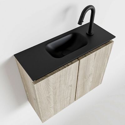 MONDIAZ TURE 60cm toiletmeubel light brown grey. EDEN wastafel urban midden 1 kraangat