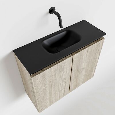 MONDIAZ TURE 60cm toiletmeubel light brown grey. EDEN wastafel urban midden geen kraangat