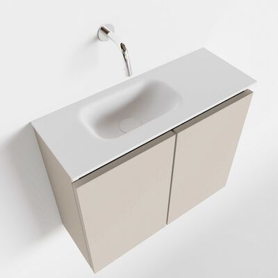 MONDIAZ TURE 60cm toiletmeubel linen. EDEN wastafel talc links geen kraangat