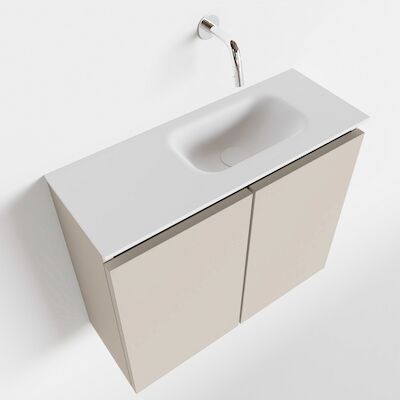 MONDIAZ TURE 60cm toiletmeubel linen. EDEN wastafel talc rechts geen kraangat
