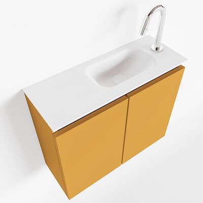 MONDIAZ TURE 60cm toiletmeubel ocher. EDEN wastafel talc rechts 1 kraangat