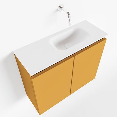 MONDIAZ TURE 60cm toiletmeubel ocher. EDEN wastafel talc rechts geen kraangat