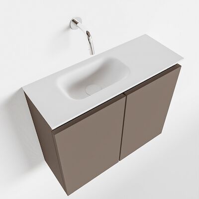 MONDIAZ TURE 60cm toiletmeubel smoke. EDEN wastafel talc links geen kraangat