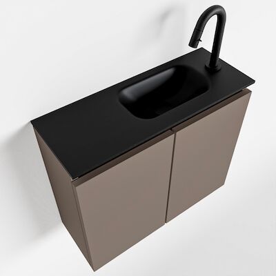 MONDIAZ TURE 60cm toiletmeubel smoke. EDEN wastafel urban rechts 1 kraangat
